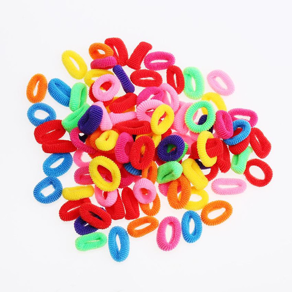 200 Pcs Colorful Child Kids Hair Holders Cute Rubber Hair Band Elastics Accessories Girl Women Charms Tie Gum