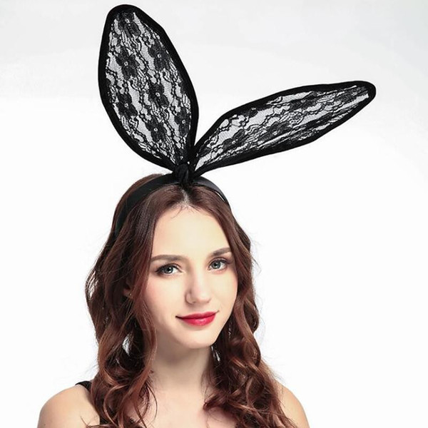 Hot sale Lace Bunny Ear Headband Women Girls Rabbit Ears Hairband Headwear Headband wedding Christmas Party Favor