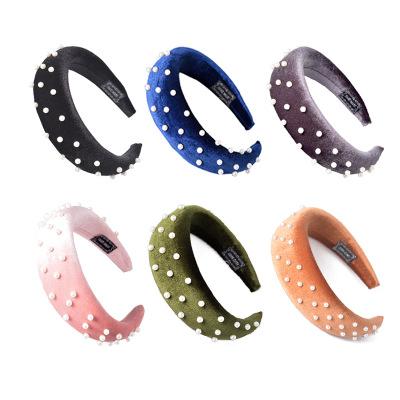 Fashion Pearl Thickening Velvet Headbands Hari Hoop 5CM Solid Wide Girl Hairbands Women for Hair Accessories Headwear