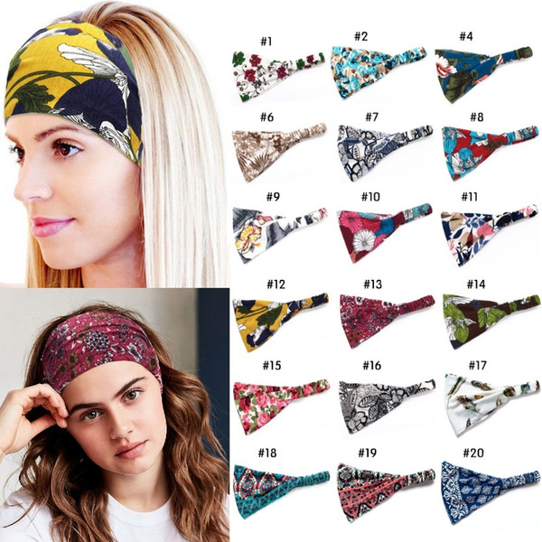 Vintage Cotton Headbands for Lady Girl Bohemian Style Flower Printed Hair Jewelry Yoga Headbands for Women Free Shipping