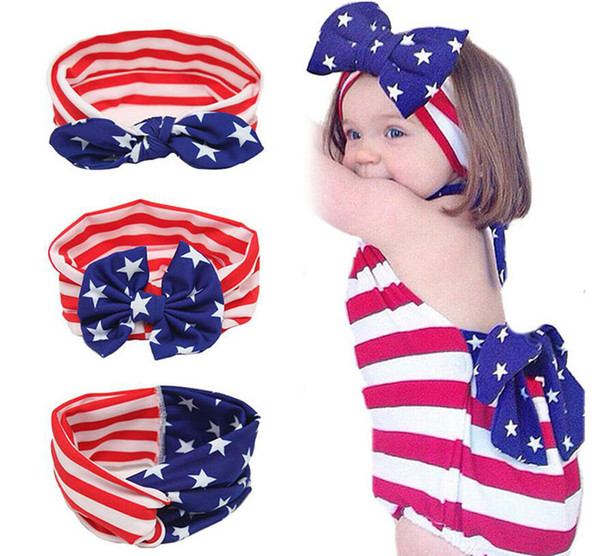 American Flag Headband 4th of July Independence Day childrens headdress Knotted rabbit ears Headband with American Flag Hair Accessories