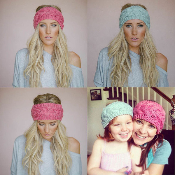 Crochet Headband 31 Colors Wool Crochet Headband Knit Hair band Winter Warm headbands Girls Headwrap Ear Muffs DHL ship