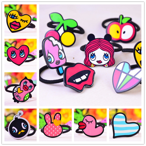 Hot Sale New Fashion personality lovely graffiti lips love the blink of an eye summer Cartoon dovetail Accessories Hair Bands B0534