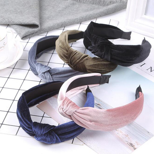 2018 Women Fashion Headband Twist Hair Band Ladies Retro Bow Tie Hairband Girls Elastic Velvet Headwrap