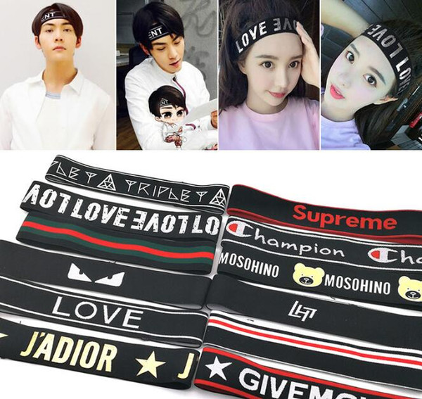 Letter Printing Anti-slip Headband Sweatband Elastic Running Sport Yoga Stretch Hair bands Gym Headwear For Women Men