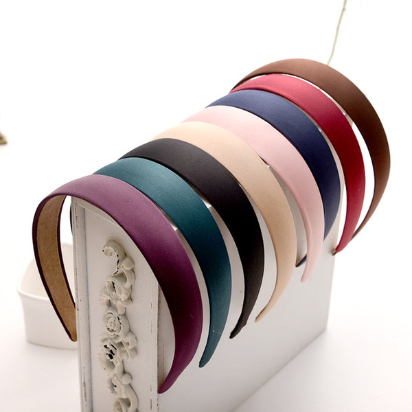 2.5cm Head Hoop Hair Clasp for Women Colored Satin Covered Resin Hairbands Ribbon Covered HeadBand Hair Accessory