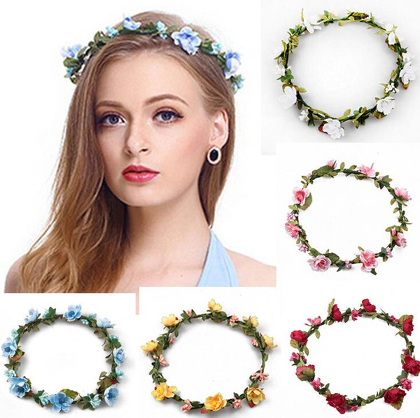 Bohemian Hair Crowns Flower Headbands Women Artificial Floral Hairbands Fashion Headwear for Girls Hair Accessories Beach Wedding Garlands