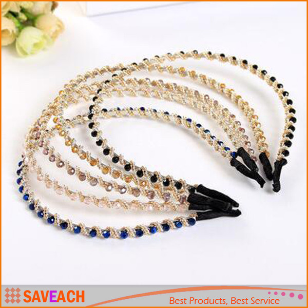 Fashion Shining Crystal Rhinestone Beads Headband Hairbands for Girls Headwear Hair Accessories for Women Lady Girl