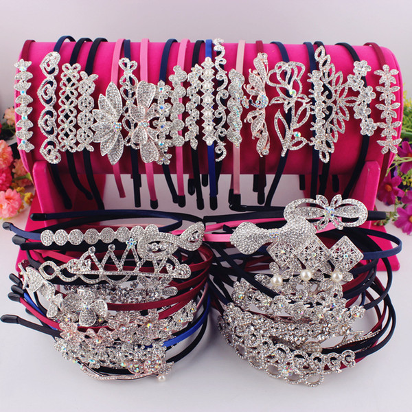 wholesale bow flower mix styles full crystal rhinestone hair band women fine hairband fashion girls hair accessory high quality