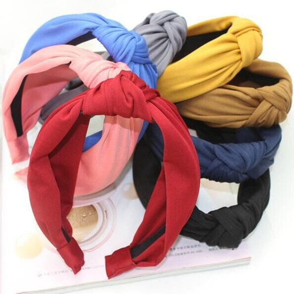 Solid Soft Knotted Flamingo Headband Hairband For Women Lady Bow Hair Hoop Hair Accessories Headwear supply