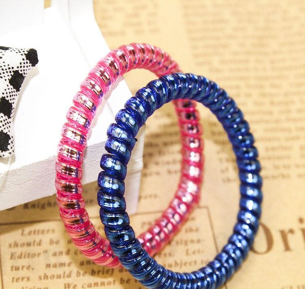 Women Colorful Hairband Girl Candy Color Headband Telephone Cord Elastic Ponytail Holders Hair Ring Diameter 5cm