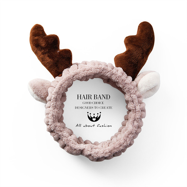 Women's Hair Band Fashion Letters Wash Headband Girls Headwear Hairbands Coral Fleece Cartoon Moose Antler Hair Accessories