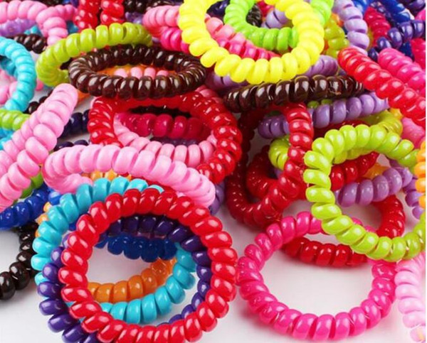 Dropshipping 5.5CM Candy Colored Telephone Line Gum Elastic Ties Wear Hair Ring Elastic Hair Bands/Hair ties/Hair ring/hair wear