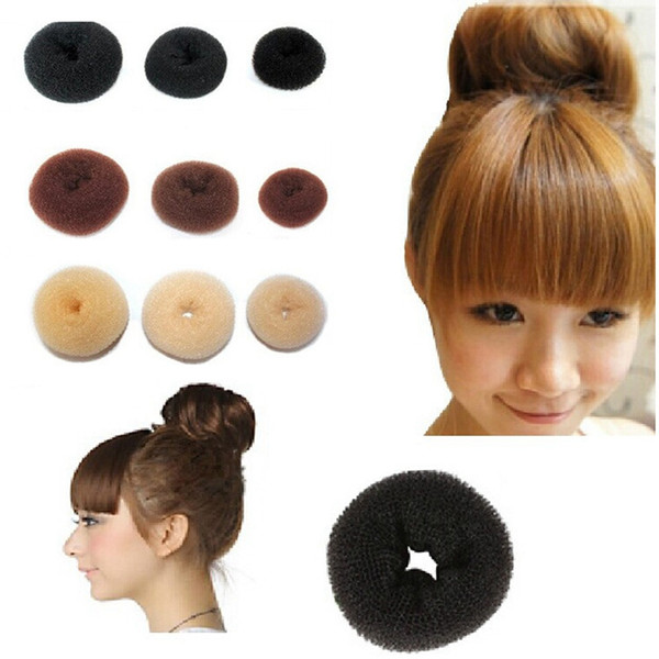 Hair Donut Black Nylon Sponge Taenia Headbands Hair Donut Hairdisk Device Quick Messy Bun Hairstyle Accessories OOA2159