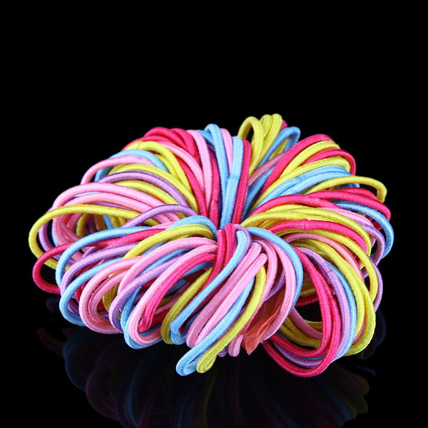 100pcs/lot Elastic bands Ponytail Holder Rubber Hair Elastic Accessories for Girls Women Multicolor Tie Gum