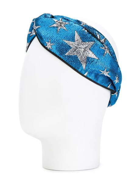 Designer Elastic Headbands for Women 2018 New Luxury Blue Star Cross Turban hairband Streetwear Hair sacrf Jewelry Gifts