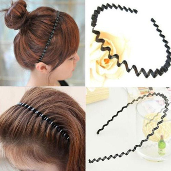 1 pc Fashion Mens Women Unisex Black Wavy Hair Head Hoop Band Sport Headband Hairband hair accessories