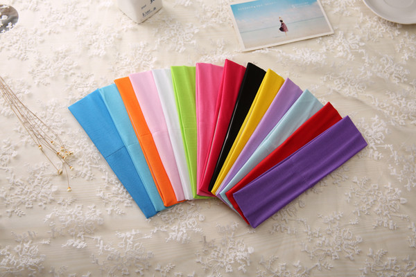 Best Fashion Hair Band 14 Colors Women Stretch Yoga Sports Headbands Turban Wide Hairband Hair Accessory Elastic Hair Bands For Girls Gym