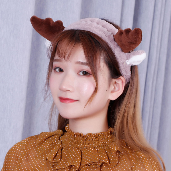 High Quality Fashion Cute Reindeer Antler Fabric Headwear Hairband Girls Christmas Headband Lady Elastic Hair Band Accessories