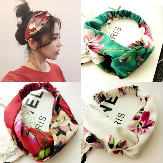 Women Girls Summer Bohemian Hair Bands Print Headbands Retro Cross Turban Bandage Bandanas HairBands Hair Accessories Headwrap