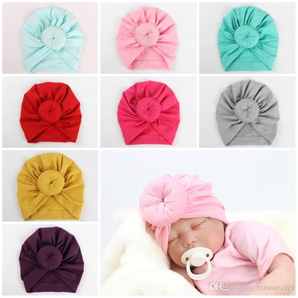 New Newborn Rose Knot Headbands Caps Soft Cotton Blend Hat Hair Accessories Baby Shower Turban Headwear Christmas Gift