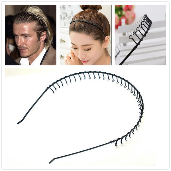 Mens Metal Football Headband Hairband with Teeth Black Soccer Sports Headband