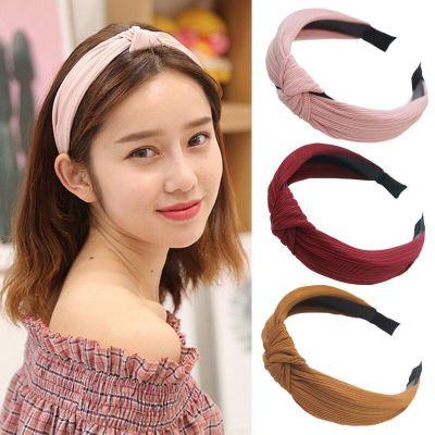 Solid Knotted Makeup Headband Hairband For Women Elastic Cross Lady Bow Hair Hoop Hair Accessories Headwear