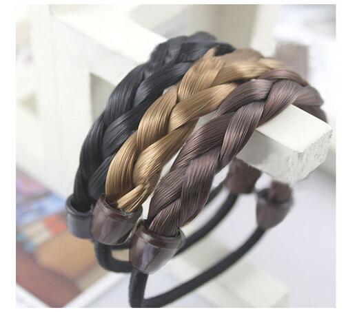 Mixed Colours Faux Wig Stretchy Elastic Hair Bands Rope Ring Hair Extensions chain bracelet