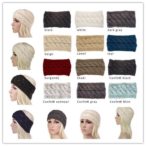 Knitted Crochet Headband Women Winter fashion warm Headwrap Hairband Turban Ear Warmer Beanie Cap Headbands Dropship 1pcs