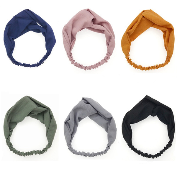 7 Colors Cloth Material Cross Headband Women Twisted Turban Elastic Hairband Headwear Hair Accessories Color Random Send