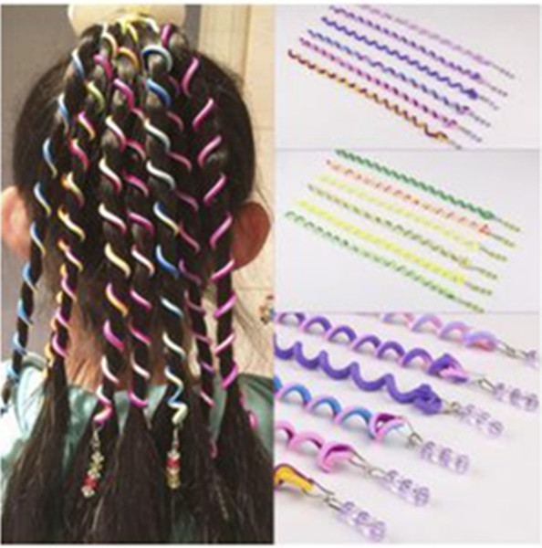 Headband 6pcs Kids Girls Diy Hair Styling Braiding Spiral Curlers Rollers Head Dress Band Flexible Bendable Hair Rollers Curlers