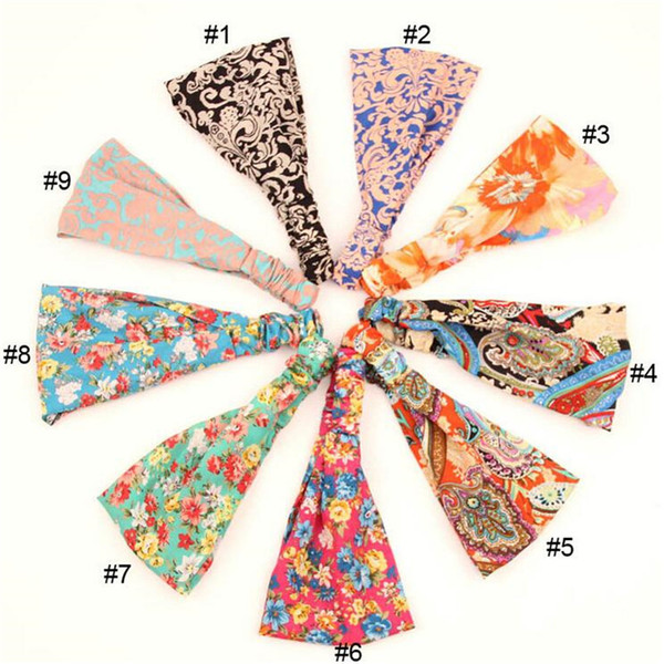 New Women Girls Floral Yoga Headband Cotton Bandana Sport Stretchy Jersey Headband HeadWrap Workout Hair Accessories Bohemian style E0062