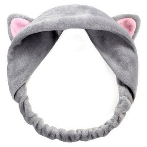 Cute Cat Ears Headband Hairband Turban Spa Bath Wash Elastic Hair Band Wrap Clips Hair Accessories Tool