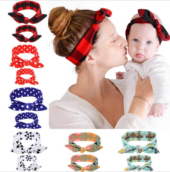 2018 HOT selling printed mother and child suit fashion parent-child rabbit ear hair band popular baby hair band Hair Accessories DHL ship