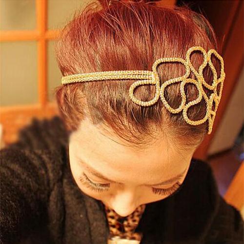 New Hair Accessories Headband Woman Hollow Out Braided Gold Head Band Stretch Hair Accessories Hair Band Adjustable