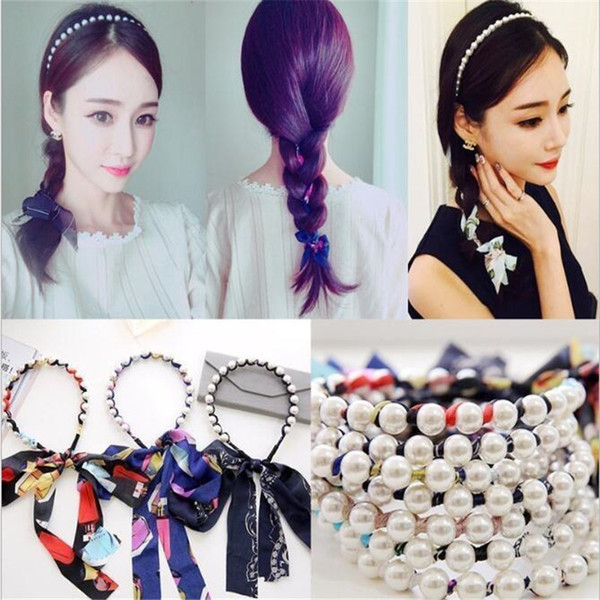 2017 new fashion beautiful five colors Bow Headband hair ribbon chiffon fabric lady hairpin hair band