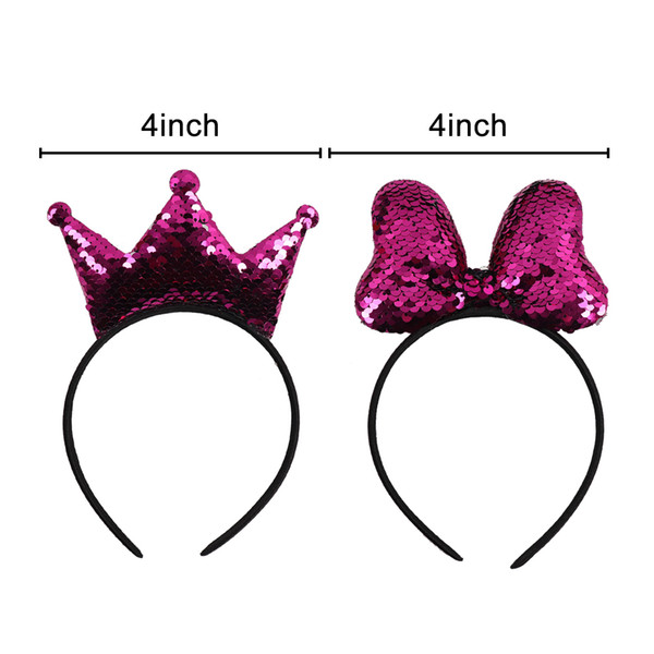 Kids Reversible Sequin Crown Minnie Mouse 2019 Hairband Boutique Children Headband Photography Girls Accessories