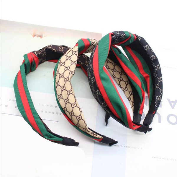 Popular Headband Fabric Green Red Striped Headband High-grade Knotted Stitching Plaid Headband Hair Accessories Three Styles