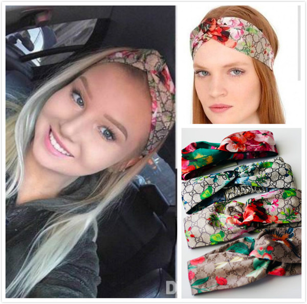 silk 100% sport headband student hairband woman and men hairband Elastic force letter flower Hummingbird luxury brand headband