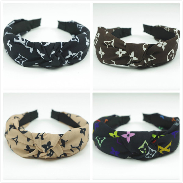 in stock new style headband fashion women headband luxury brand headbands famous design print Silk knotting hair bands