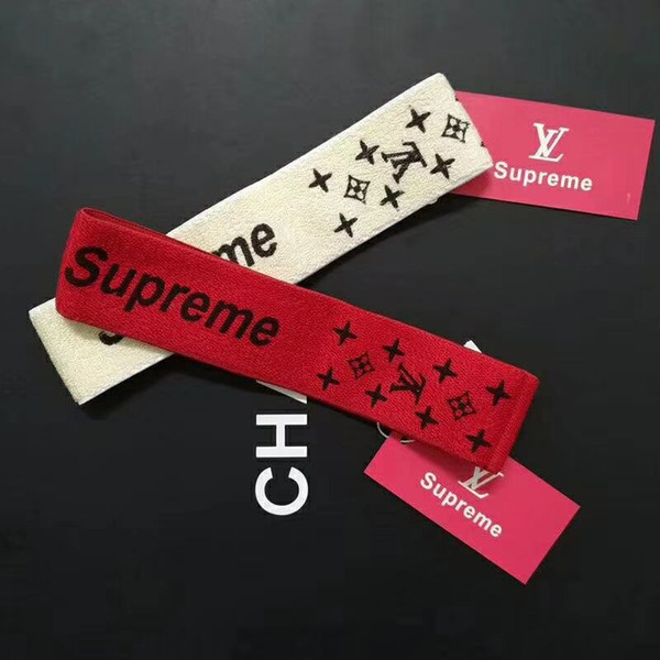 in stock sup letters Brand Women's Scarf Echarpes Foulards Cachecol Hot red white Elastic Headband Hair Bands for Men and Women