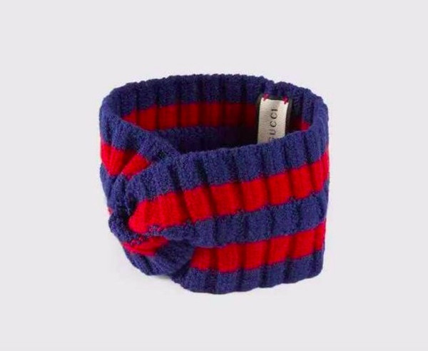 hot Knitting wool headband luxury brand headband red green Stripe headband fashion Classical women men headbands