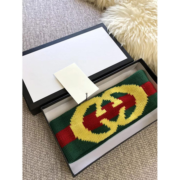 With box Luxury Brand Women Head Scarf Echarpes Foulards Cachecol Hot Designer Elastic Green with Red Headband Hair Bands for Men and Women