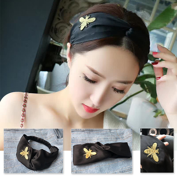 Brand Designer 100% Silk Headband hair fashio bands for Women Newest Luxury high quality bee headbands 