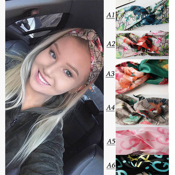 Designer Headband Head Scarf For Women Luxury Brand 100% Silk Elastic Hair Bands Girls Retro Floral Bird Flower Turban Headwraps Gifts