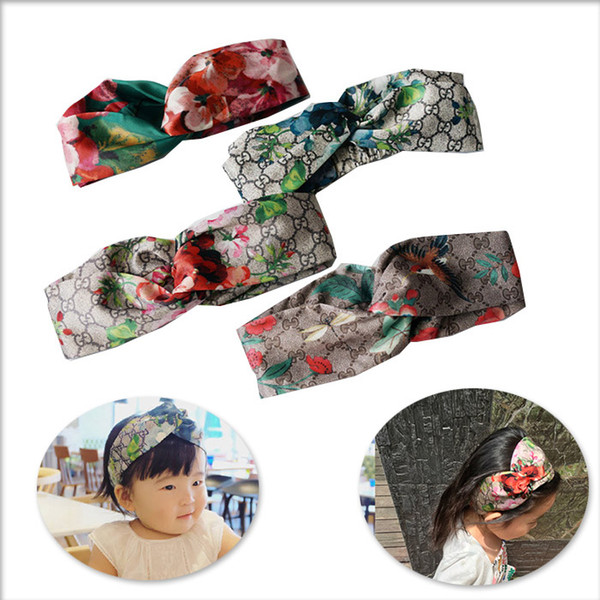 Designer Headband Head Scarf For Women Luxury Brand 100% Silk Elastic Hair Bands Girls Retro Floral Bird Flower Turban Headwraps 4 color