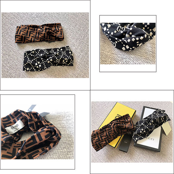 with box retro design woman and men headband luxury brand hair bands cross elastic headbands women accessories for gift