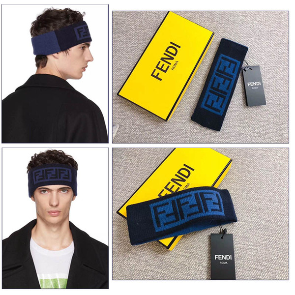 Blue FF luxury brand headband for men and women Free f brand headband wool letter hair band with tag head scarfs