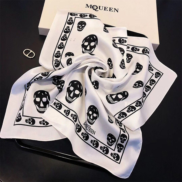 Best gifts The latest fashion elegant women girls headband multi-functional small square scarf classic letters skull pattern size 50*50cm