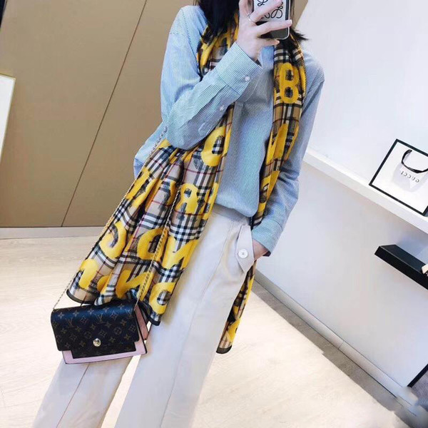 New Silk Scarf Women Fashion spring Brand plaid style scarves Scarfs 180x90cm Scarves Pashmina Infinity Scarf Women Shawls